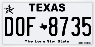 TX license plate DOF8735