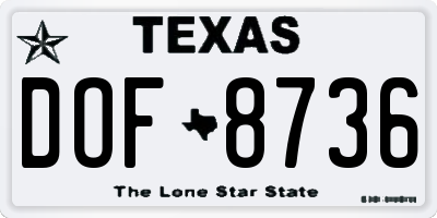 TX license plate DOF8736