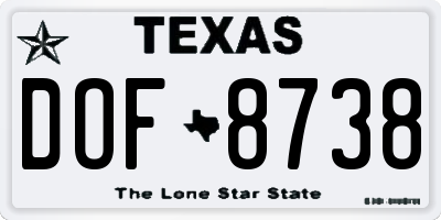 TX license plate DOF8738