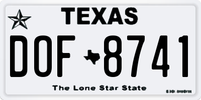 TX license plate DOF8741