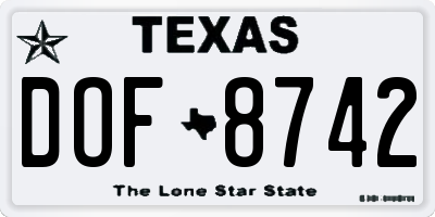 TX license plate DOF8742