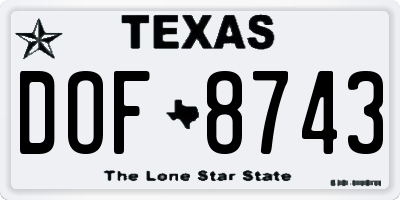 TX license plate DOF8743