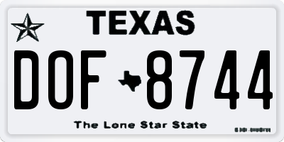 TX license plate DOF8744