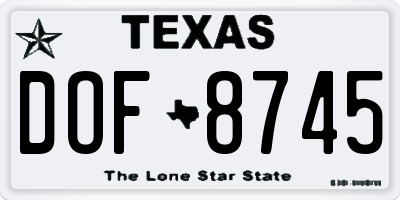 TX license plate DOF8745