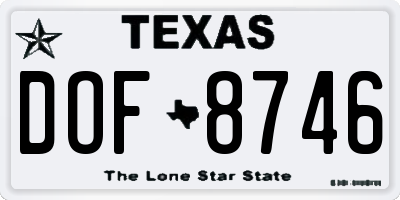 TX license plate DOF8746