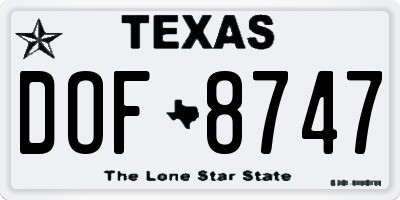 TX license plate DOF8747