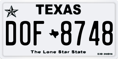 TX license plate DOF8748