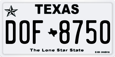 TX license plate DOF8750