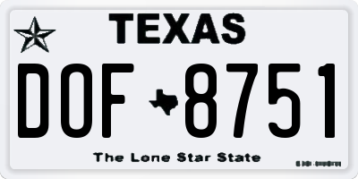 TX license plate DOF8751