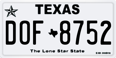 TX license plate DOF8752