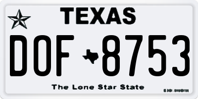 TX license plate DOF8753