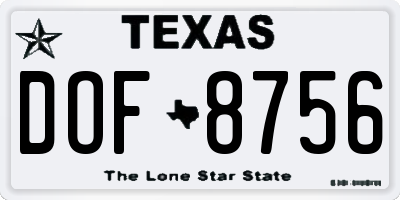 TX license plate DOF8756
