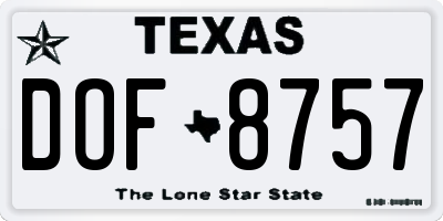 TX license plate DOF8757
