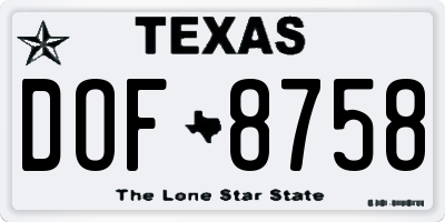 TX license plate DOF8758