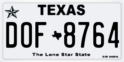 TX license plate DOF8764