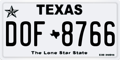TX license plate DOF8766