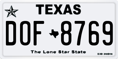 TX license plate DOF8769
