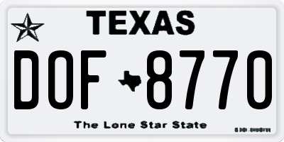 TX license plate DOF8770