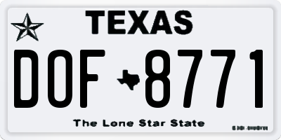 TX license plate DOF8771