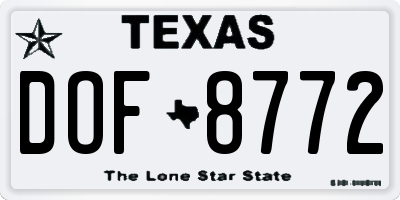 TX license plate DOF8772