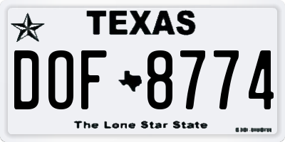 TX license plate DOF8774