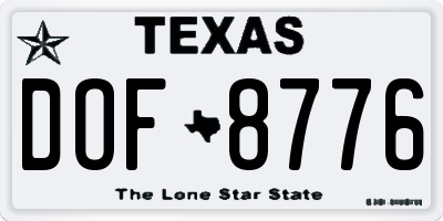 TX license plate DOF8776