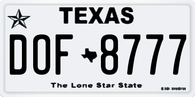 TX license plate DOF8777