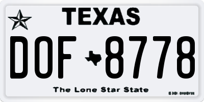 TX license plate DOF8778