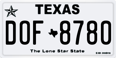 TX license plate DOF8780