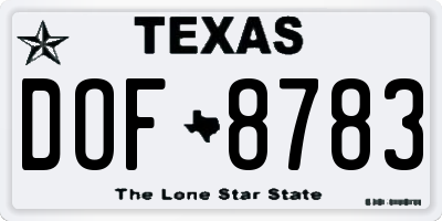 TX license plate DOF8783