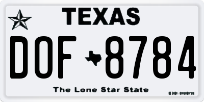 TX license plate DOF8784