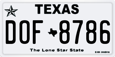 TX license plate DOF8786