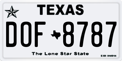 TX license plate DOF8787