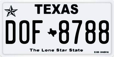 TX license plate DOF8788