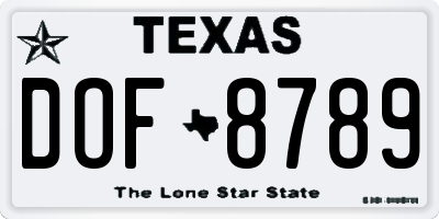TX license plate DOF8789