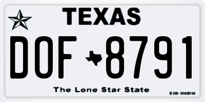 TX license plate DOF8791