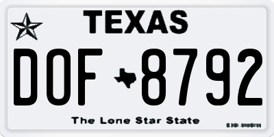 TX license plate DOF8792