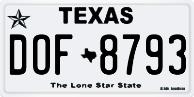 TX license plate DOF8793