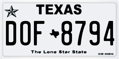 TX license plate DOF8794