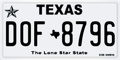 TX license plate DOF8796