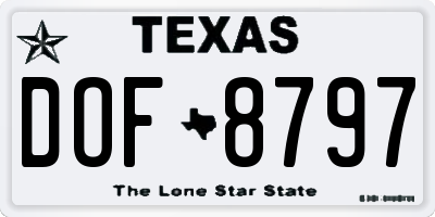 TX license plate DOF8797
