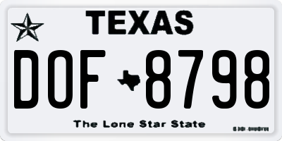 TX license plate DOF8798