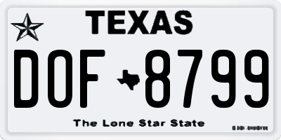 TX license plate DOF8799