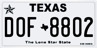 TX license plate DOF8802