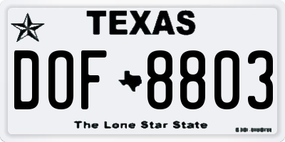 TX license plate DOF8803