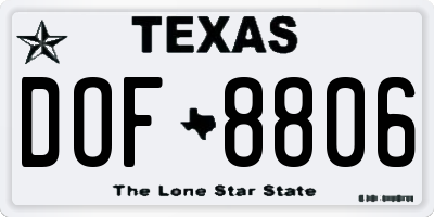 TX license plate DOF8806