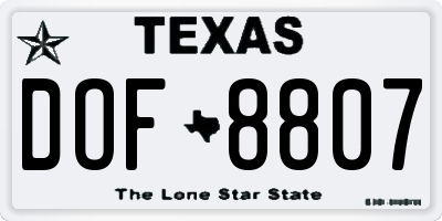 TX license plate DOF8807