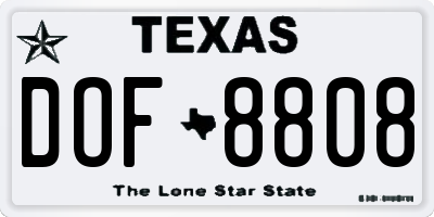 TX license plate DOF8808