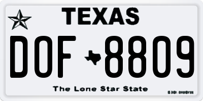 TX license plate DOF8809