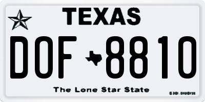 TX license plate DOF8810